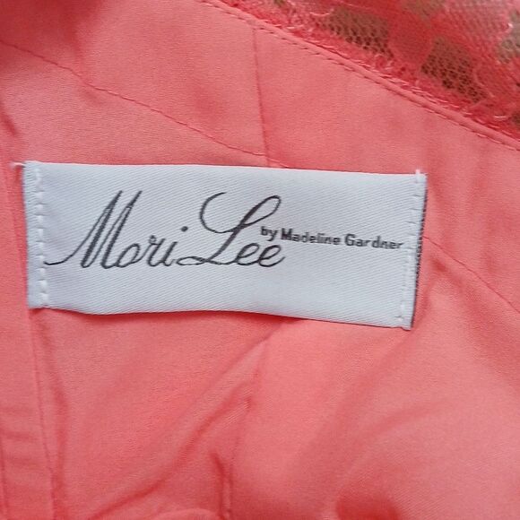 Mori Lee by Madeline Gardier coral lace formal semi dress Sz 14 EUC - Picture 9 of 10